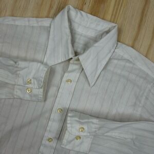 True VTG 70s Men's Stripe Dagger Button Shirt Disco Union Made USA Fits Med